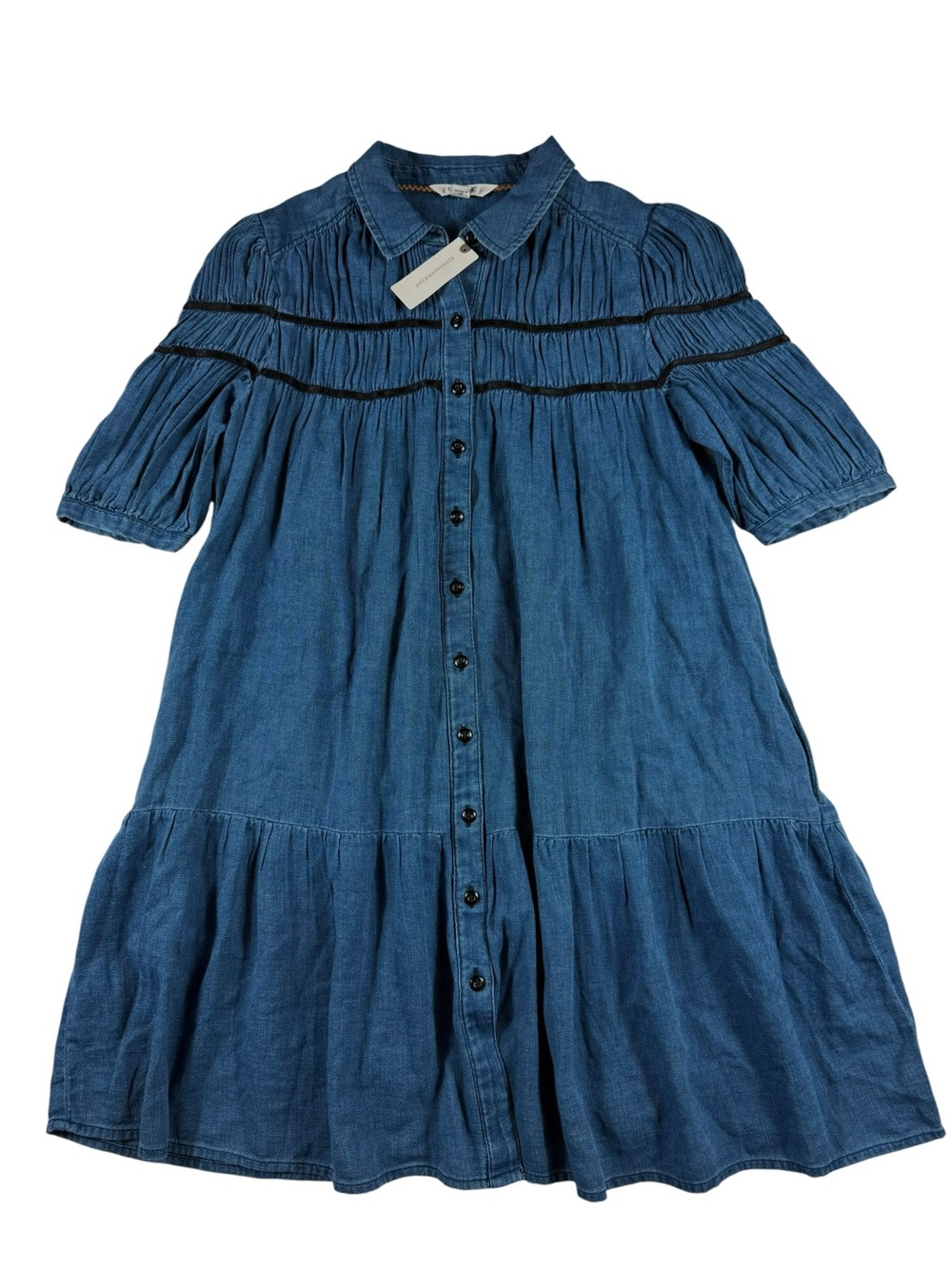 Anthropologie Maeve Leandra Shirred Yoke Mini Dress, NWT, S